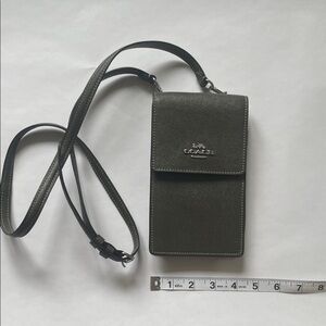 Coach Olive Green Leather Phone Crossbody